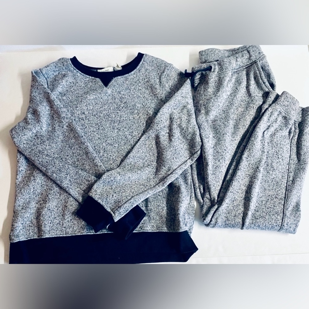 2PC L.L.Bean Cozy loungewear set in blue made from recycled material.Size S